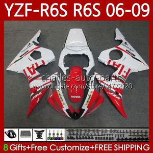 MOTO Stroomlijnkappen Voor YAMAHA YZF-R6S YZF R6 S 600 CC YZF600 2006-2009 Body 96No.167 YZFR6S 2006 2007 2008 2009 Wit rood YZF-600 600CC YZF R6S 06 07 08 09 OEM Carrosserie Kit