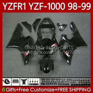 Corps de moto pour YAMAHA YZF-R1 YZF-1000 YZF R 1 1000 CC Noir mat 98-01 Carrosserie 82No.31 YZF R1 1000CC YZFR1 98 99 00 01 YZF1000 1998 1999 2000 2001 Kit de carénages OEM
