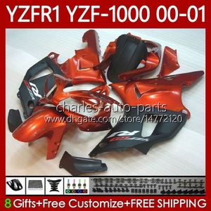 Carrocería de motocicleta para YAMAHA YZF-R1 YZF1000 YZF R 1 1000 CC 00-03 Bodys 83No.64 YZF Naranja negro R1 1000CC 2000 2001 2002 2003 YZF-1000 YZFR1 00 01 02 03 Kit de carenado OEM