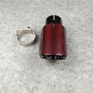 Sistema de escape para motocicleta, 1 Uds., silenciador de fibra de carbono rojo, punta de extremo de tubo de escape, boquilla de tubo de acero inoxidable Universal para coche, tres capas individuales