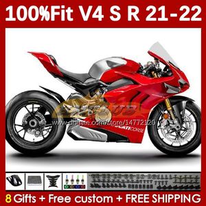 Carénages de moto pour DUCATI Street Fighter Panigale V 4 V4 S R V4S V4R 2018-2022 Carrosserie 167No.32 V4-S V4-R 21 22 V-4S V-4R 2021 2022 Corps de moulage par injection rouge argenté