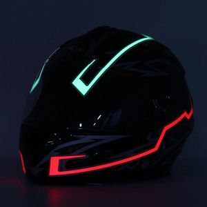 Bande lumineuse pour casque de moto LED Night Signal Light Stripe lumineux Barres incandescentes modifiées à la mode - Rouge