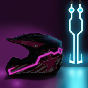 Casque de moto-lumières durables clignotantes rayures casque autocollants nuit Motocross casques d'équitation Kit barre étanche lumière LED S257U