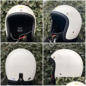 Cascos de moto 2022 estilo japonés 3/4 de fibra de vidrio de cara abierta Cafe Racer Casco 500Tx Scooter Bike Casco Moto ligero Retro Fo Dhni4