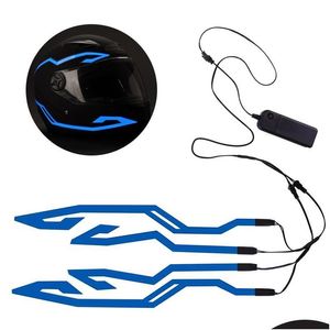 Casques de moto 4pcs LED Night Riding Signal Casque El Cold Light 3 Mode Lights Strip Kit Bar Accessoires Décoration Drop Deliver Dhze5