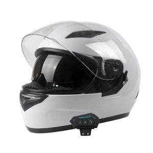 Casques de moto Casque Bluetooth externe Double lentille Casco Moto Cool FL Face Noir Moto Mod Drop Livraison Automobiles Motorcycl Otcsx