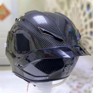 Motorcycle Helmets Full Face Helmet Bright Black Fiber Glass Racing With Big Tail Spoiler