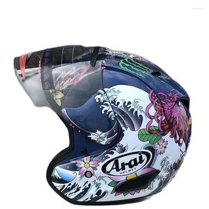 Motorcycle Helmets Japanese Dragon Half Helmet Women And Men Summer Season Hat Casque Casco Open Face