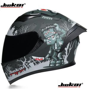 Casques de moto Jiekai 316 Casque de sécurité FL Face Dual Lens Racing Forte résistance hors route Dot Appd Visières Drop Livraison Mobile DHC9W