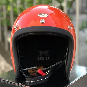 Casques de moto Open Face Retro HelmetCO Casco Moto Japanese 500TX Cafe Racer Vintage Moto Casque léger en fibre de verre