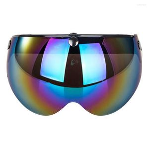 Casques de moto Rétro Anti-buée Avant Flip Up 3-Snap Coupe-Vent Professionnel Extérieur Anti UV Racing Lentille Universelle Casque Visière