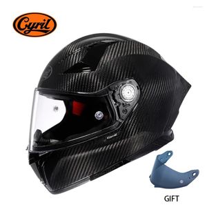 Casques de moto unisexe léger en fibre de carbone Kevlar Full Face Street Bike Racing Casque DOT ECE approuvé CYRIL Casque Moto