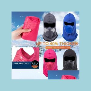 Cascos de moto Invierno Cálido Sombrero A prueba de viento Motocicleta Mascarilla Cuello Casco Gorros Para Hombres Mujeres Deportes Bicicleta Térmica Fleece Cla Dhjw5