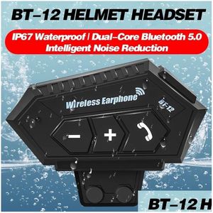 Interphone moto BT-12 12S Casque sans fil Bluetooth 5.0 Casque Mains Casque Stéréo Musique Anti-interférence Étanche Drop Del Dhv8H