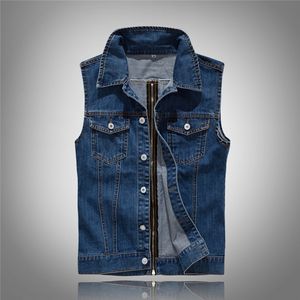 Vestes de moto sans manches en Denim, gilet avec fermeture éclair pour hommes, vêtements d'extérieur, pardessus de haute qualité, bleu, nouvelle mode, offre spéciale