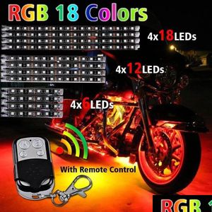 Éclairage de moto Kit d'éclairage LED pour moto Rgb Mti-Color Accent Glow Neon Strips avec télécommande pour moto Drop Deliver Dhlaz