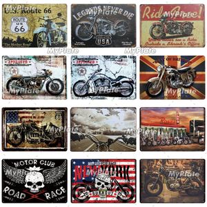 Moto Métal Tin Sign Vintage Plaque Tin Sign Décoration Murale Pour Garage Club Plaque Artisanat Art Route 66 Affiche Cadeau Personnalisé En Gros 30X20cm w01