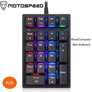 Motospeed K24 Filaire Ordinateur Mini Clavier Commutateur Outemu Hot-Swap 21 Touches PBT Keycap RVB Rétro-Éclairage Détachable PC Portable HKD230808