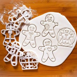 Moules 3 / 1pcs Christmas Gingerbread Cookie Cutter Gingerbread Man Skull Candy Biscuits Moule de cuisson pour Noël Halloween Party Cake Decor