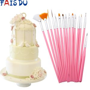 Moules Fais du 15pcs / Set Fondant Cake Brush Diy Sugar Crake Baking Tools Tools Cake stylo Pastry Brush for Fondant Painting