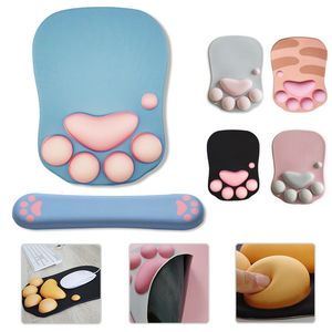 Tapis de souris repose-poignets 3D Pad Silicone souple mignon chat patte tapis coussins en mousse à mémoire tapis de souris pour enfants ordinateur portable 230712