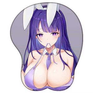 Poussions de souris poignets Rests Genshin Impact Raiden Shogun Bunny Girl Sexy Big Boobs Mouse Pad Gamer Anime Mignon REST 3D OPPAI SILICONE GEL MATEPAD Y240423