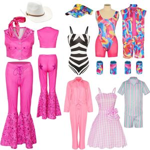 Movie Aduit Kids Cosplay Barbi Ken Costume Halloween Role Play Women Men Boys Girls Clothing Set Holiday Beach Swimwear 240104