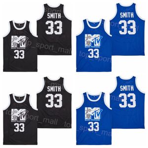 Film Basketball 33 Will Smith Jersey Musique Télévision MTV First Annual Rock N Jock BBall Retro Sport Pull Respirant Vintage HipHop College Noir Bleu Chemise
