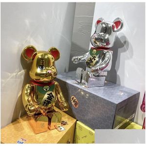 Jeux de film Bearbrick 400 Galvanoplastie Or Lucky Cat Figure Table Décoration Drop Livraison Jouets Cadeaux Figurines Dhk7Z