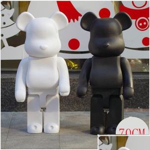 Juegos De Películas Est 1000% 70Cm Bearbrick Evade Pegamento Negro.Figuras de oso blanco y rojo juguete para coleccionistas Berbrick Art Work Model Decor Dhn5S