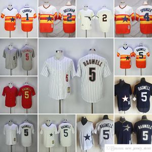 Film Vintage 5 Jeff Bagwell Baseball Jerseys cousus 2 Alex Bregman 4 George Springer 1 Carlos Correa Orange 1980 Rouge 2002-2012