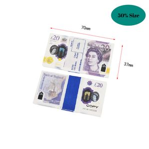 Prop Money Toys Uk Pounds GBP British 10 20 50 faux billets commémoratifs jouet pour enfants cadeaux de Noël ou film vidéo
