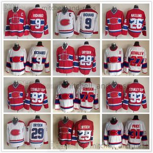 Film Vintage Hockey Jersey Retro CCM Broderie 9 Maurice Richard Jersey 29 Ken Dryden 26 Mats Naslund 27 Alexei Kovalev 31 Carey Price 76 P.K. Subban 93 Coupe Stanley