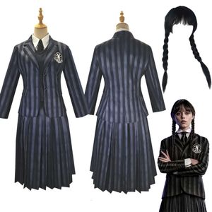 Films famille mercredi Cosplay Costume écolière Nevermore collège école uniformes noirs Costume Halloween fête vêtements pour Girlcosplay