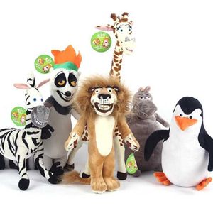 Películas TV Plush Toy 6 PCS/Set Animation Film Madagascar Toys Plush Toys Cartoon Lion Giraffe Penguin Zebra Hippo Lemur Dolls Kids Baby Birthding Regals 240407