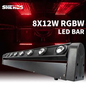 Lumières principales mobiles SHEHDS 8x12W RGBW barre de LED éclairage principal mobile avec étui de vol pour DJ Disco maison fête boîte de nuit Q231107