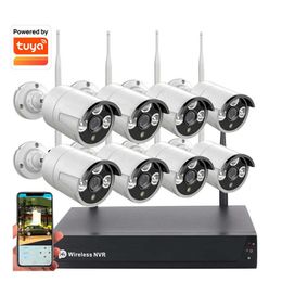 Système de vidéosurveillance sans fil 8ch 1080p Tuya NVR 2MP 3MP 5MP OUTOROOR WIPHOP WIFI IP Sécurité Camera Audio Video Kit 240417