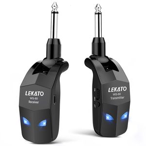 Adaptateurs MP3/4 LEKATO Système de basse pour guitare sans fil 2,4 GHz Émetteur de guitare rechargeable intégré Émetteur-récepteur de système sans fil pour guitare 230701