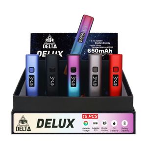Batería Mr Delta Delux 510 con pantalla digital LED que muestra la capacidad de aceite y la capacidad de la batería 650 mAh apta para cartuchos de gran tamaño