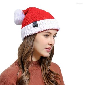 Mrwonder hiver femmes noël Santa laine casquette doux tricoté rouge blanc chapeau accessoires de fête de noël bonnet/crâne casquettes Eger22
