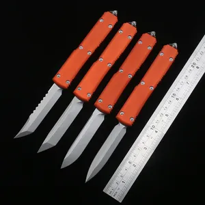 Cuchillo de bolsillo táctico naranja MT CNC 6061-T6 Mango de aleación de aluminio de aviación de alta dureza Lavado de piedra Hoja D2 Herramienta EDC para acampar al aire libre Estilo italiano de EE. UU.