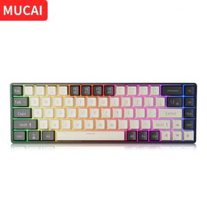 MUCAI MK680 clavier mécanique de jeu USB interrupteur rouge 68 touches filaire câble détachable rétro-éclairage rvb échangeable 240304