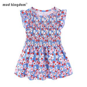 Mudkingdom Girl Dress Summer Toddler Gilrs Flying Sleeve Flower Princess Party 210615