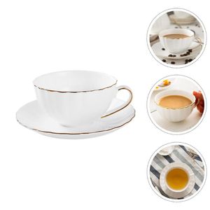 Mokken 1 Set Europese Stijl Koffiemok Keramische Kop Schotel Water (Wit)