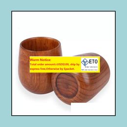 Tazas 150Ml5Oz Protección del medio ambiente Reable Log Material Tazas de madera Rosas Té verde chino Café