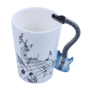 Tazas 300ML Taza de guitarra Nota musical Cerámica Café acústico Leche Té Taza Regalo, Eléctrico