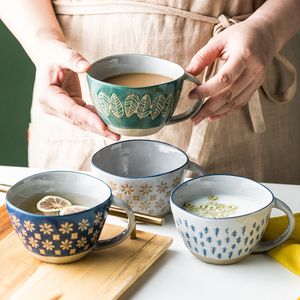 Tasses 310400ml Vintage poterie japonaise en céramique petit déjeuner café lait thé céréales tasse bol cuisine décor à la maison vaisselle faite à la main 230828