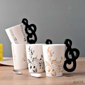 Tasses 370 ml Céramique Guitare Électrique Instrument De Musique Lait Tasse À Café Note Tasse À Eau Violon Piano Tambour Tasse Musique Tasse R230712