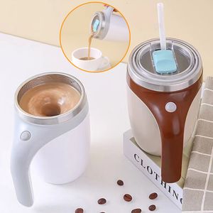 Tasses 380 ml Automatique Magnétique Café Auto Agitant Lait Fruits Mélange Tasse Électrique En Acier Inoxydable Paresseux Rotation 230215