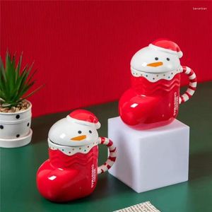 Tazas 440 ml 3D Muñeco de nieve Botas de Navidad Forma Taza de café de cerámica con tapa Porcelana Avena Agua Leche Taza Regalos de Navidad para niños